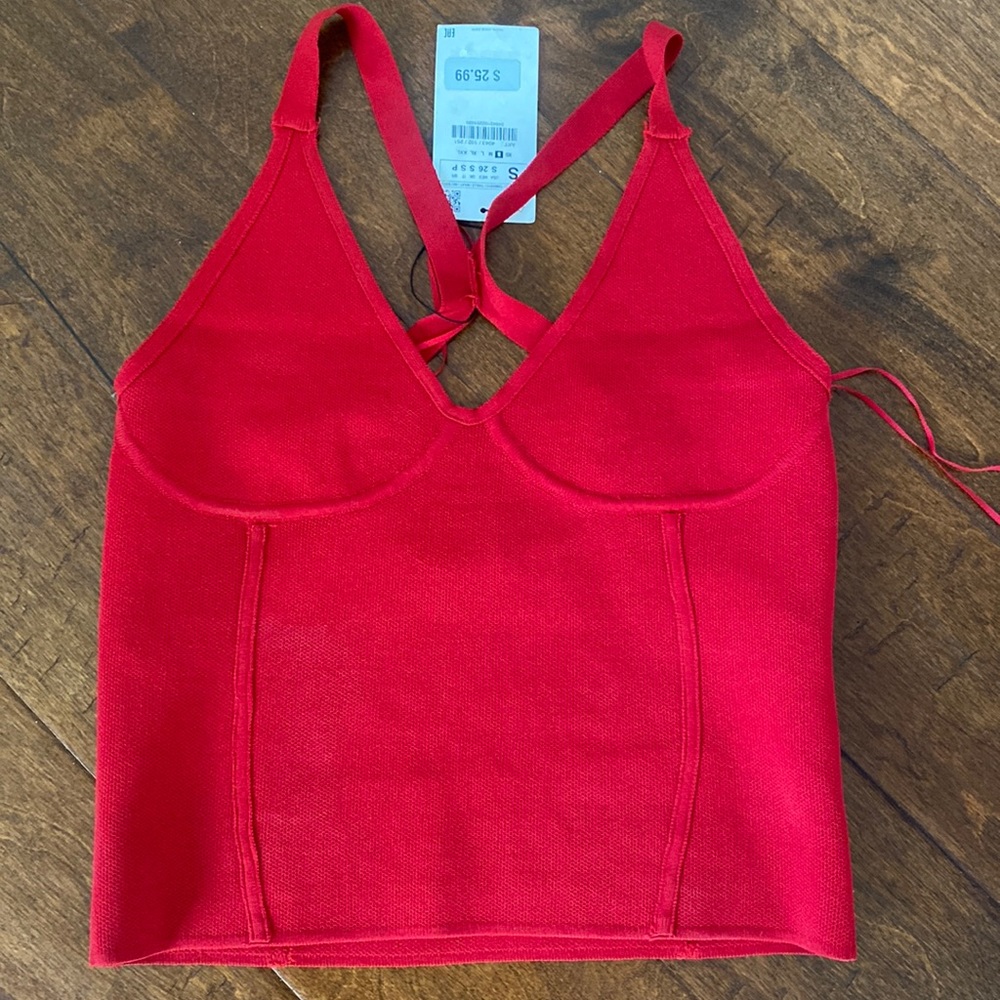 Zara brand new woman red summer fancy top, size S